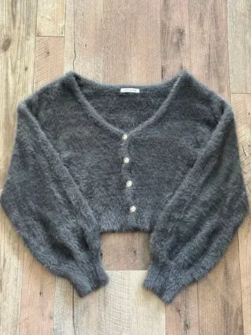 [ 새상품 미사용 ] 올리브 데 올리브 크롭 가디건 금 그레이 가을/겨울