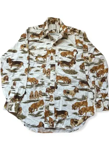 [ 새상품급 ] Karl Helmet 강아지 패턴 프린트 긴팔 셔츠