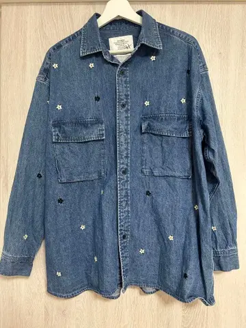 BAYFLOW 꽃무늬 자수 데님 셔츠 M