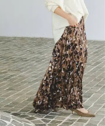 NOBLE 레오파드 프린트 슬릿 스커트 38