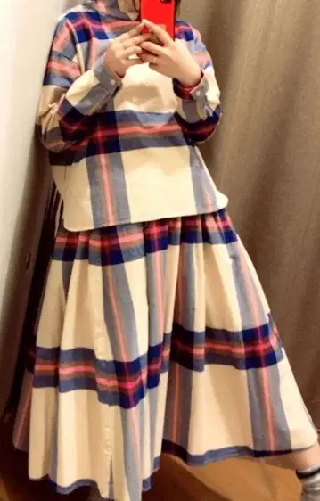 빔즈 보이 빅 타탄 상하의 셋업 컬러 에크루