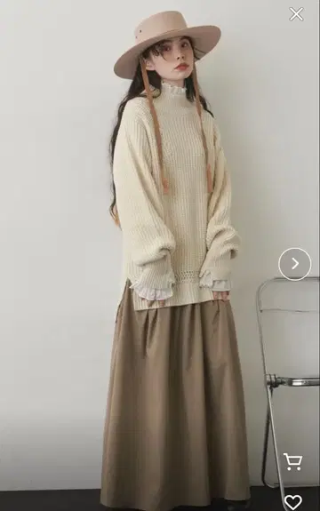 리브 하이넥 니트 원피스 긴팔 아이보리 Libracue