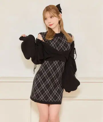 apres jour 레이어드 스타일 니트 원피스 블랙 M 사이즈