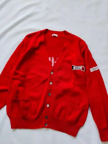 파파스 빅 로고 빨간색 코튼 가디건
