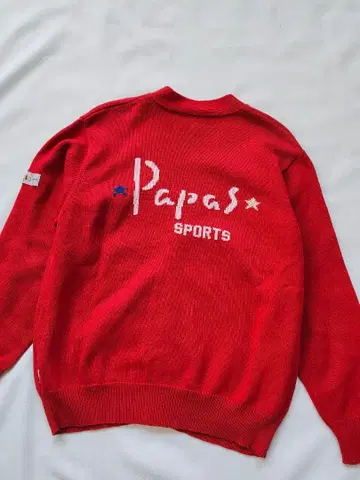 파파스 빅 로고 빨간색 코튼 가디건
