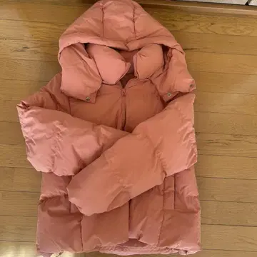 GU 후드 부착 다운 자켓 L 핑크