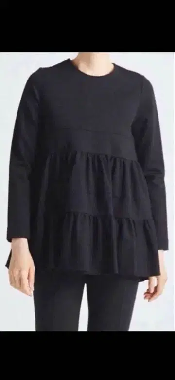 인기 yori 요리 따뜻한 헴프릴 블라우스 티어드 속기모 블랙