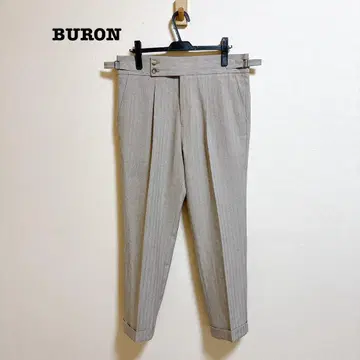 BURON 레귤러 핏 2 버튼 펜슬 스트라이프 패턴 슬랙스