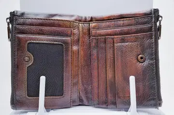 새상품 소가죽 컴팩트 2단 접이식 지갑 대용량 브라운 베지터블 탄닌 가공