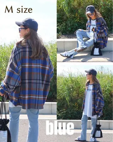 [새상품] 시마무라 NOZOMI 체크 셔츠 블루 M 사이즈