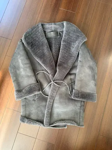 그레이 무스탕 코트 롱 코트