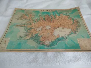 아이슬란드 지도 빈티지풍 아이슬란드 구매품 25 x 33cm