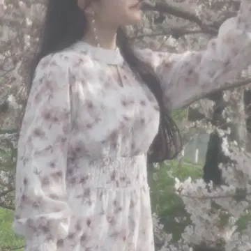 올 패턴 노엘라 자카드 꽃무늬 원피스 긴팔 롱 원피스