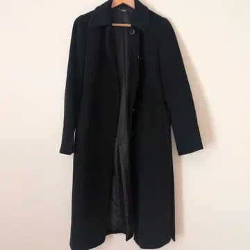 블랙 롱 코트 허리 벨트 포함 ef-de 여성용