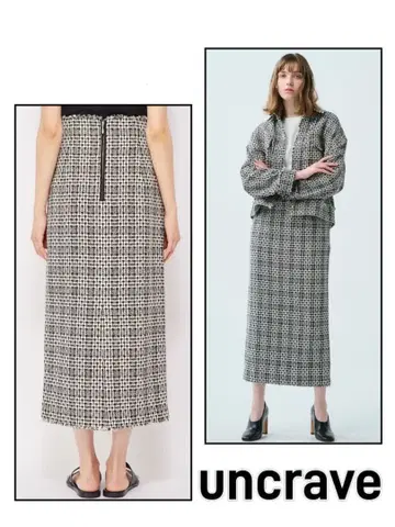 uncrave 체크 무늬 타이트 스커트