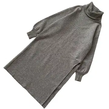 새상품급 저널 스탠다드 울 하이넥 니트 절개 원피스