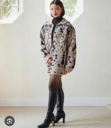 tina:jojun 자카드 니트 자켓 미니 스커트 셋업