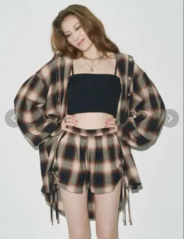 EVRIS 에브리리스 신상 체크 셋업 브라운 새상품