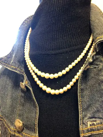 화이트 펄 2연 목걸이