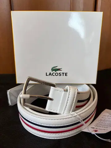 LACOSTE 화이트 스트라이프 벨트