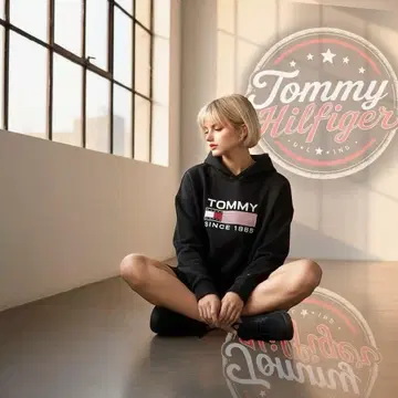 타미힐피거진스 L 사이즈 상당 로고 후드티 원피스 맨투맨 후디