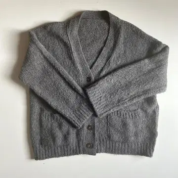 두꺼운 원단 그레이 V넥 가디건 한국