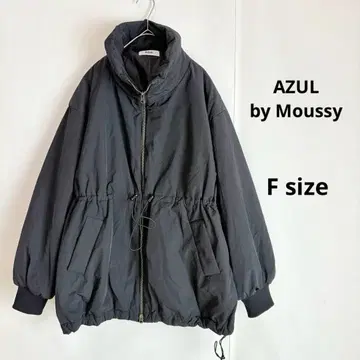 AZUL by Moussy 충전솜 미들 코트 F 블랙 허리 드로스트