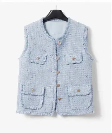 라이트 블루 트위드 베스트