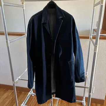 다크 블루 체스터 코트 코튼 혼방