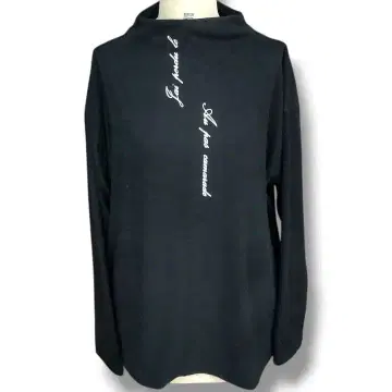 영문 로고 무지 블랙 풀오버 튜닉 상의 오버 사이즈