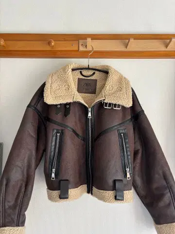 ZARA 브라운 가죽 자켓 M