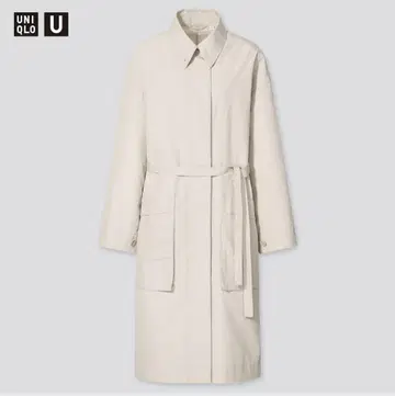유니클로 U 여성용 코튼 롱 코트 L 사이즈 내추럴 컬러