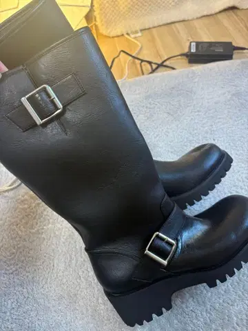 BEAMS 블랙 버클 엔지니어 부츠