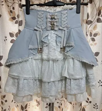 LIZLISA 코르셋풍 레이스 플레어 스커트 하트 비쥬 포함