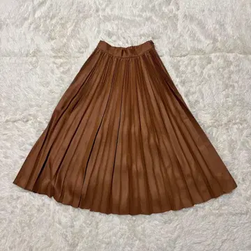 ANAYI 카멜 플리츠 롱 스커트