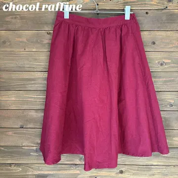 [ 쇼콜라피네 로브 ] 버건디 플레어 스커트 무릎 기장 F