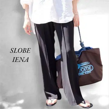 [ 컨디션 최상 ] 슬로브 이에나 핀턱 세미 플레어 팬츠 BLACK 블랙