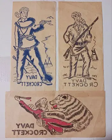 Davy Crockett 빈티지 전사지 3장 세트