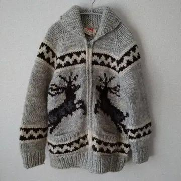 캐나다제 루돌프 무늬 카우친 집업 스웨터 구제 의류