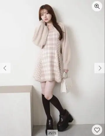 LIP SERVICE 페더 체크 앙상블 원피스