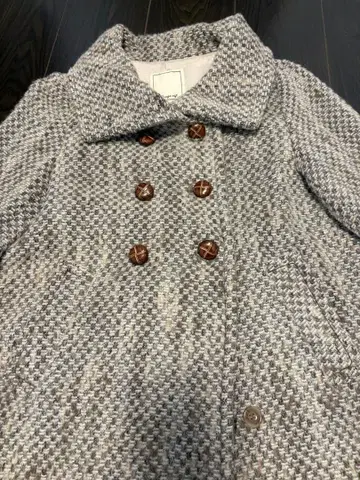 트위드 더블 브레스트 코트