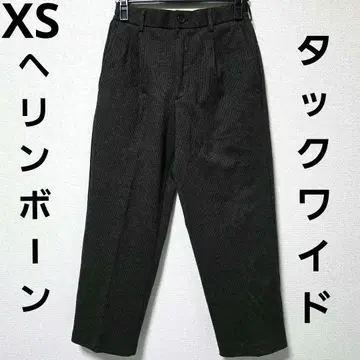 유니클로 턱 와이드 팬츠 와이드 슬랙스 트위드 하운드투스 체크 헤링본