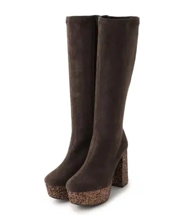 [ 에스페란자 ] 통굽 락모리 글리터 힐 스트레치 롱 부츠