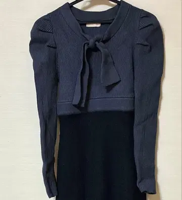 보타이 머메이드 니트 원피스 리젝시