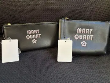 MARY QUANT 글리터 레트로 로고 파우치 펜 케이스 핑크 블랙
