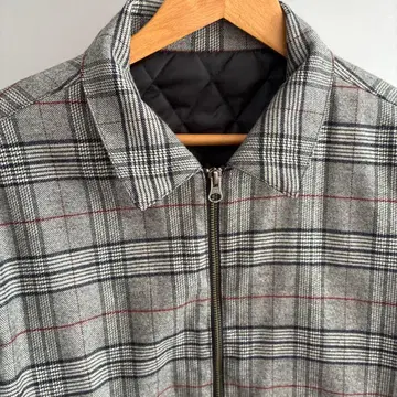 그레이 계열 체크 집업 자켓 블루종