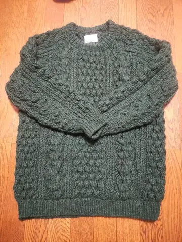 melple 케이블 니트 그린 아웃도어 카우친 피셔맨