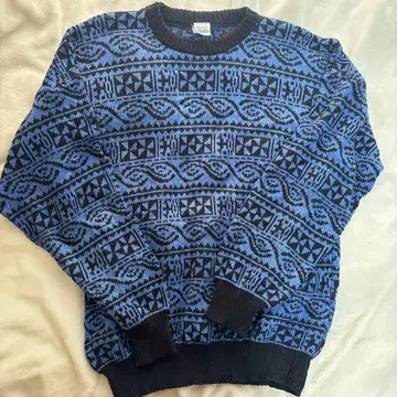 il Birillo 이탈리아 니트 스웨터 패턴 블루 구제 의류