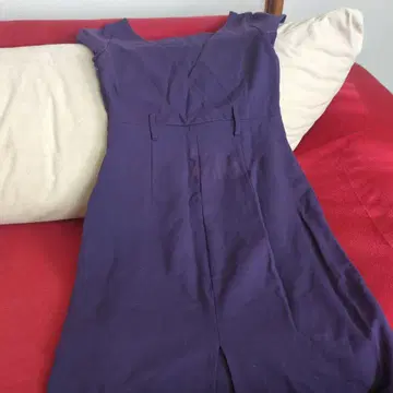 보라색 슬리브리스 V넥 원피스