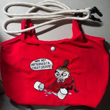 무민 자수 토트백 빨간색